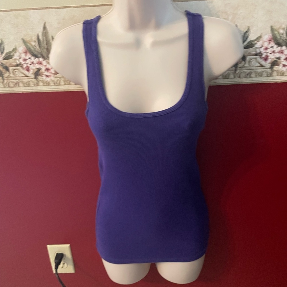 Faded Glory Purple Ribbed Scoop Tank Top